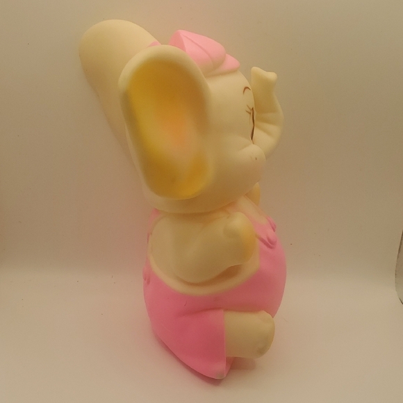 Vintage Sanitoy Rubber Pink White Elephant Squeaker Toy, 7 5/8" - Picture 6 of 7